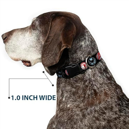 Buckle-Down 9Avenger Icons Black/Multi Color Marvel Avengers Plastic Clip Collar, Wide Large/18-32"