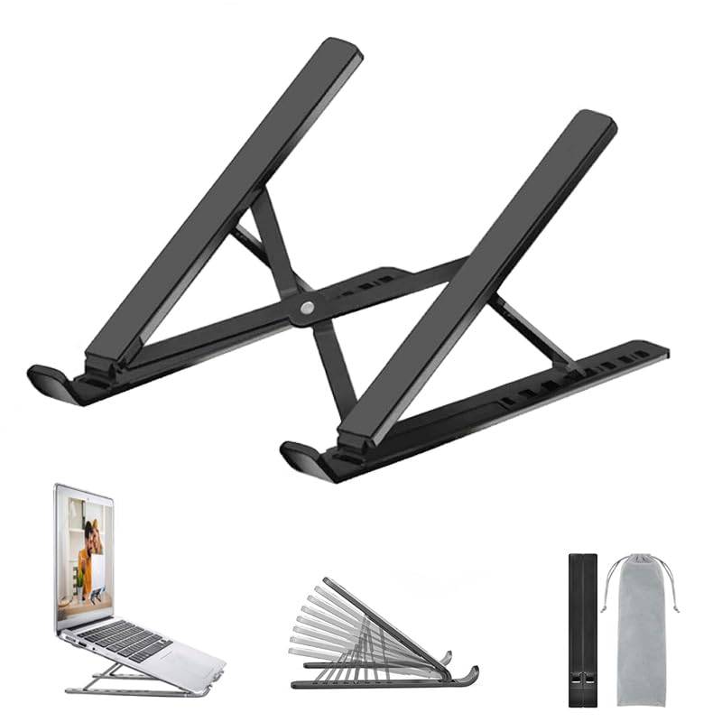 OUGEP Laptop Stand For Desk, 8 Levels Height Adjustable Aluminum Laptop Portable, Compatible with MacBook Air/Pro, HP, ASUS, Dell