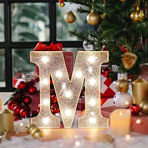 LED Marquee Letter Lights, Light Up Silver Letters for Bedroom Glitter Gifts for Teenage Girls Alphabet Letter Sign Battery Powered Night Light Birthday Party Wedding Home Decoration, Silver Letter O