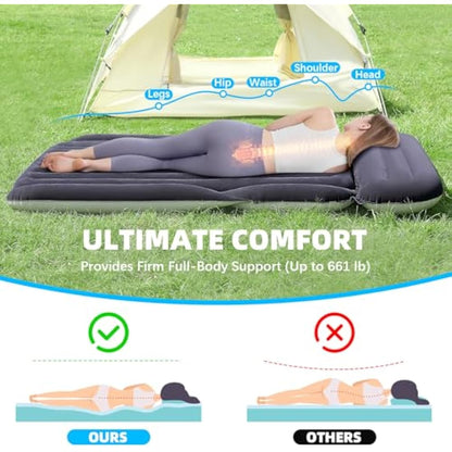 KMZ Inflatable SUV Air Mattress with Pump Car Air Mattress Outdoor Car Bed for Back SUV Portable Sleeping Pad Mattress