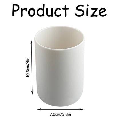 Rumyve White Toothbrush Holder,Unbreakable Reusable Drinking Cups,Plastic Water Cup 300ml for Adults Kids Drinking Travel