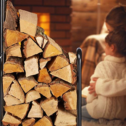 Relaxdays Log Cart, Steel Firewood Trolley, With 2 Wheels, Fireplace Wood Transport & Storage, Up To 60 kg, Black