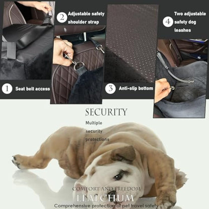 Lealchum Dog Booster Car Seat for Small/Medium Dogs,Puppy Portable Seat for Car with Elevated Cushion,Fully Detachable and Washable Pet Seat with Storage Pockets,Easy to Install (Beige, Medium)