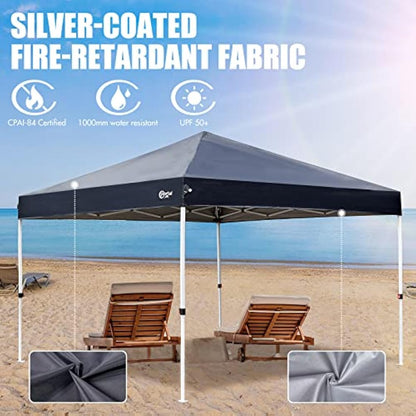 PORTAL Pop up Gazebo 3m x 3m (10x10ft) Heavy Duty Commercial Grade Instant Event Shelter Garden Canopy Outdoor Camping Gazebo 1000mm Water Resistant Sun Shade Shelter Fire Retardant for Hot Tub Beach