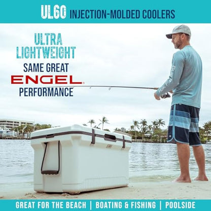 ENGEL Ultra-Light 56.8 L Cooler Box - Injection Molded Cool Box Large Enough for 80 Cans, Keeps Ice up to 7 Days, Camping Cooler Suitable for Picnics, Festivals, Beach & Travel, 75 x 45.7 x 43.2 CM