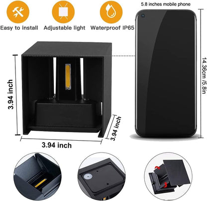 CHENBEN Outdoor Wall Lights 12W Waterproof IP65 Aluminum Black Indoor Wall Lamp LED Outside Wall Lights Adjustable Beam 3000K Warm White for Garden Bedroom Living Room Aisle (4 Pack)