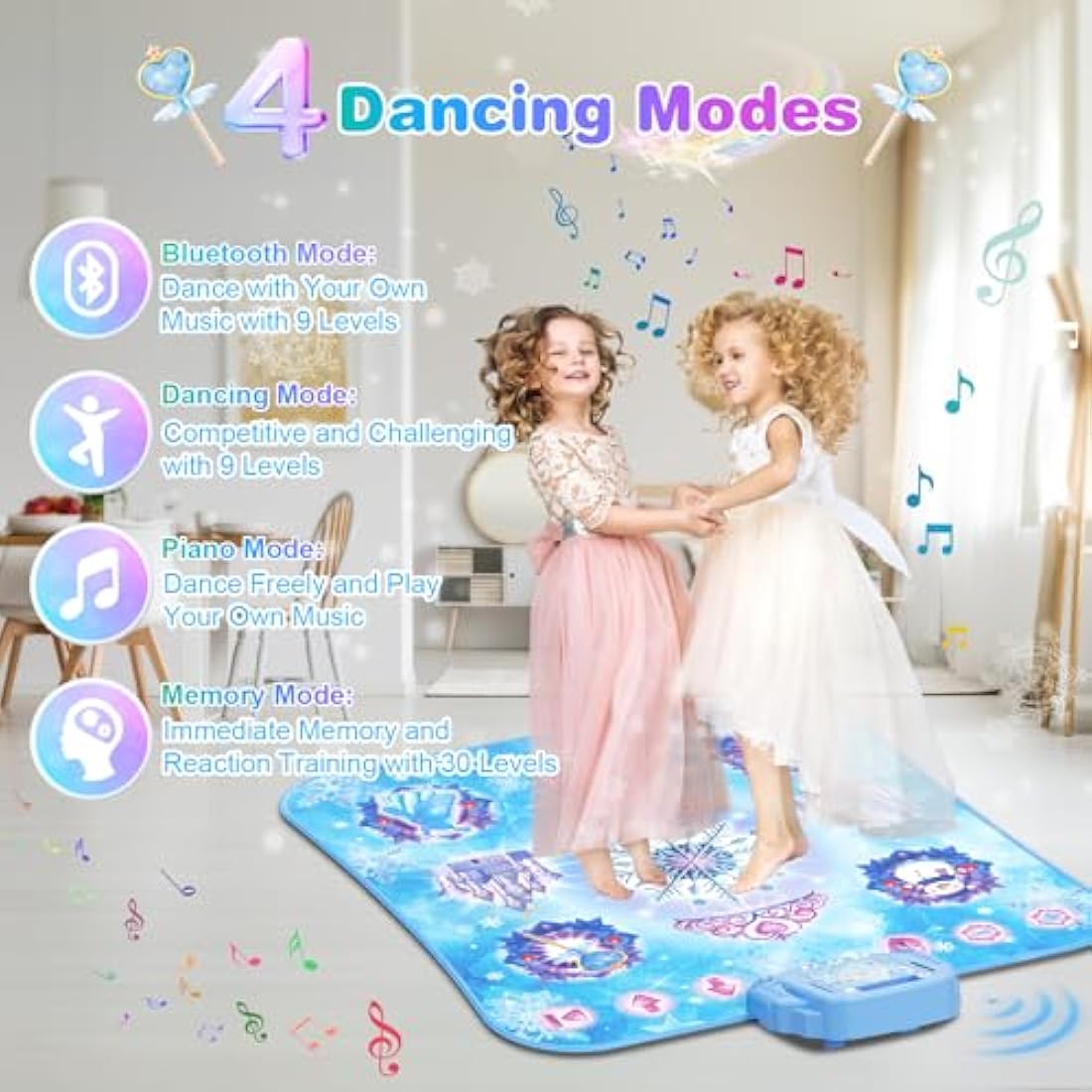 Dance Mat for 3-12 Year Old Girls, Electronic Dance Pad with 8 Button & Wireless Bluetooth, Music Dance Toy Birthday Xmas Gifts for Kids 3 4 5 6 7 8 9 10+ Year Old