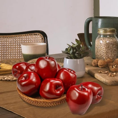 Lorigun Artificial Apples Fake Fruits Red Delicious Apples For Decoration, Decorative Fruit, Faux Big Red Apples 6 Pcs
