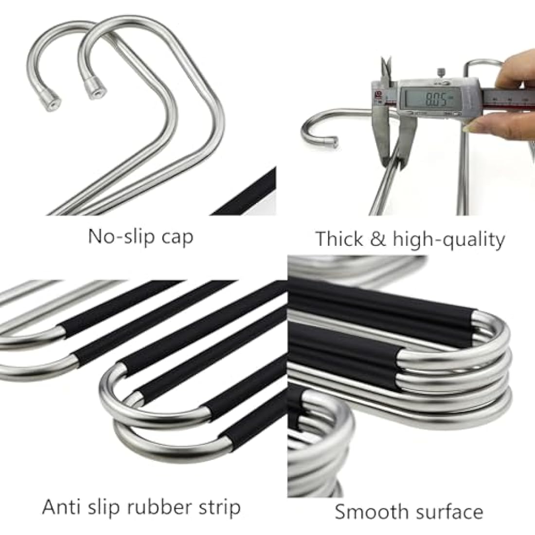 Trouser Hanger, 3 Pack Hangers Space Saving S-Type Clothes Pants Non-Slip Closet Organizer for Scarfs Jeans Trousers Towels