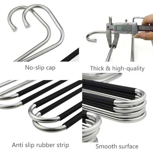 Trouser Hanger, 3 Pack Hangers Space Saving S-Type Clothes Pants Non-Slip Closet Organizer for Scarfs Jeans Trousers Towels