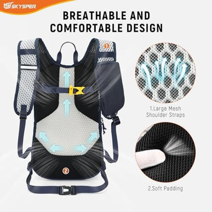 SKYSPER 15L Hiking Backpack Small Travel Daypack Breathable Lightweight Day Hike Rucksack with Shoulder Pocket Women Men