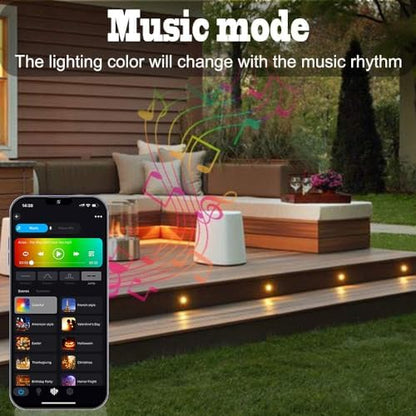 INDARUN RGBW WiFi Led Decking Lights Waterproof IP67 Ø31MM 12V - Led Plinth Light Kits for Terrace/Patio/Path/Garden/Decoration, 20 Packs