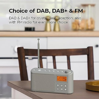 DAB Radio Portable, DAB Plus/DAB Radio, FM Radio, Small Radio, Portable Radios Mains and Battery, USB Charging for 15 Hours Playback, Large LCD Display (Spectrum by iBox)