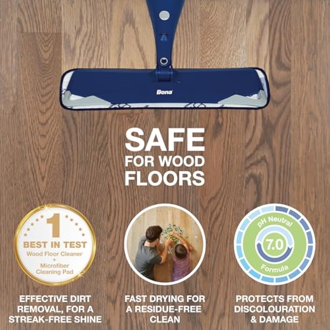 Bona Premium Spray Mop Cartridge, Wood Floor Cleaner, for Varnished or Hard Waxed Wood Floors, 850ml
