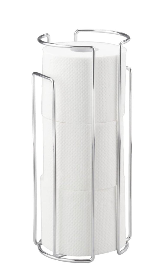 Wenko 16825100 Wallmounted and Standing Spare Toilet roll Holder for 3 Rolls, Metal Steel, 13.5 x 32 x 14 cm, Chrome