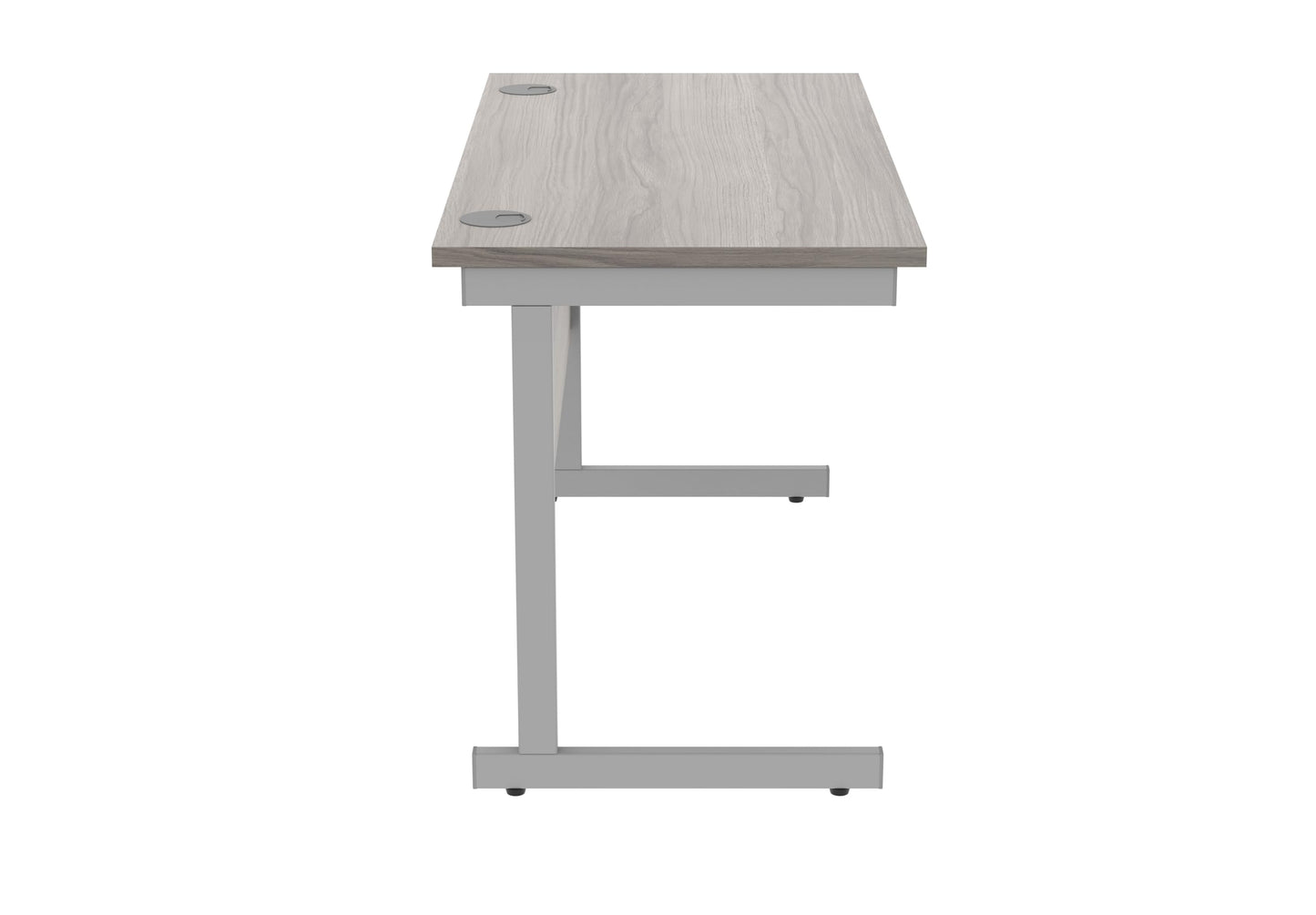 Office Hippo Essentials Rectangular Writing Computer Work Place, Home Office Desk with Cable Port Management, MFC, Alaskan Grey Oak, 120x60cm