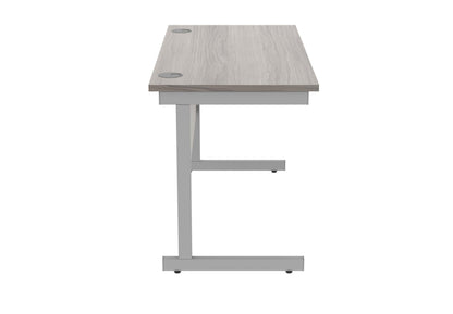 Office Hippo Essentials Rectangular Writing Computer Work Place, Home Office Desk with Cable Port Management, MFC, Alaskan Grey Oak, 120x60cm