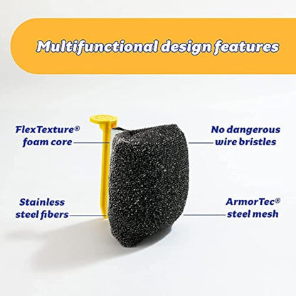 Scrub Daddy BBQ Daddy - BBQ Cleaning Brush Replacement Head, Barbeque Grill Cleaner, Wire Bristle Free with FlexTexture, Barbecue Cleaner Brushes, High-Tech Cleaning Accessories for Men