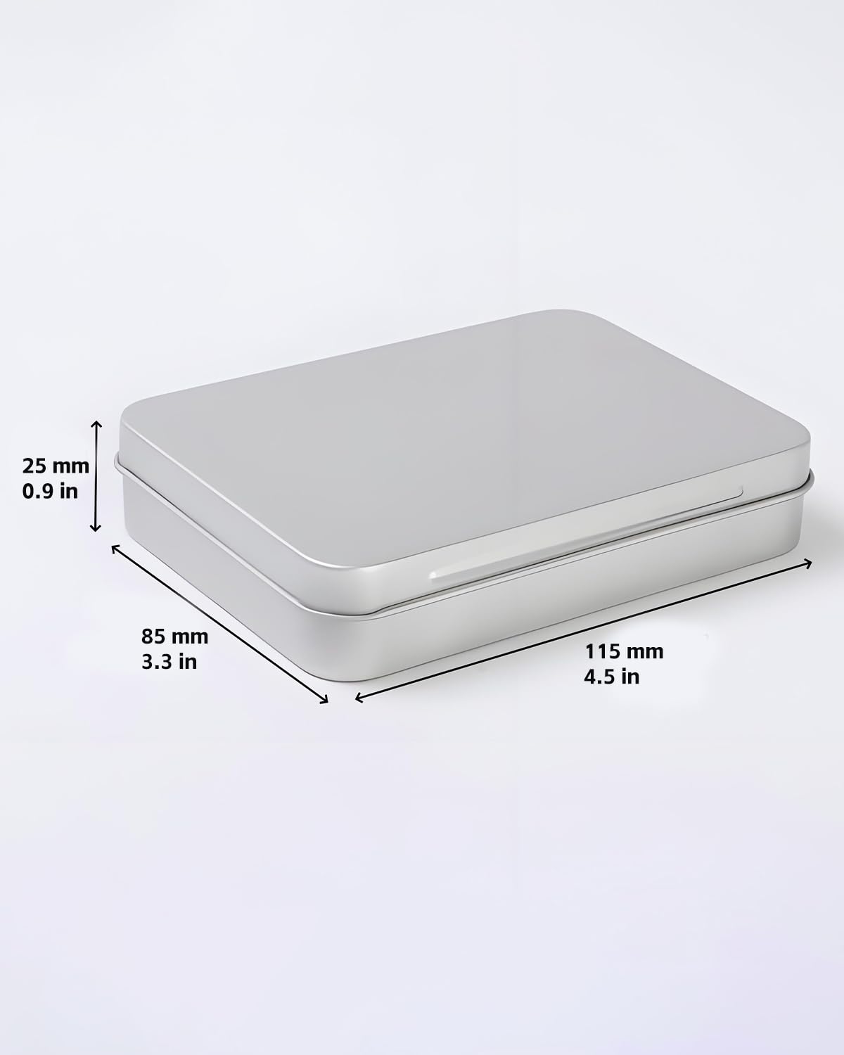 LJY 12 Pack Silver Mini Metal Tin with Hinged Lid 11.5 x 8.5 x 2.2 cm