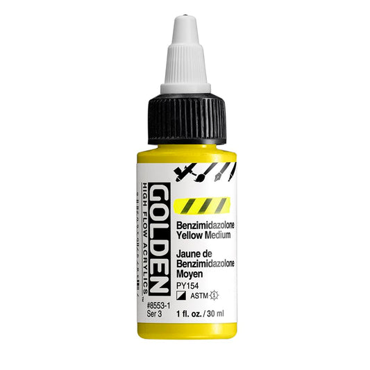 Golden Acrylic High Flow, 1 ounce bottle, Benzimidazolone Yellow Medium (8553-1)