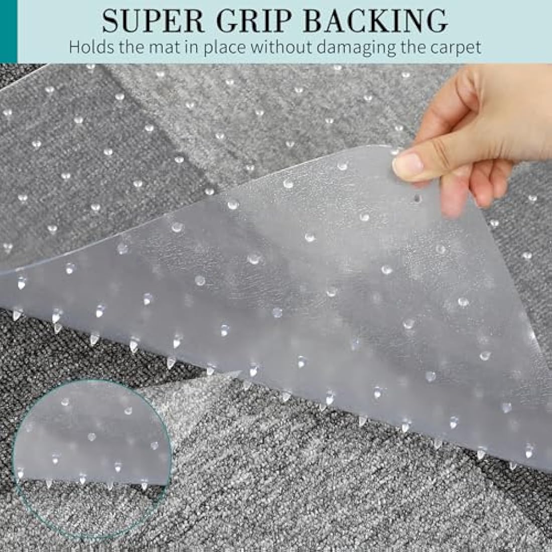 BesWin Office Chair Mat for Carpet, 90 x 120 cm Transparent Plastic Carpet Protector for Low Pile Carpets, 2.2mm Thick Non-Slip Desk Chair Mat for Carpeted Floors, Easy Glide and Flat Without Curling