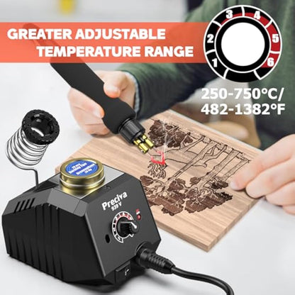 Wood Burning Kit, Preciva Temperature Adjustable Woodburner Pyrography Tool Kit with WoodBurning Station Kit, Fast Heating for DIY Engraving Craft