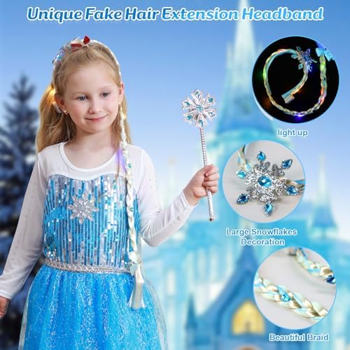MELAND Princess Costumes for Girls, Princess Dress Up for 3 4 5 6 7 8 Year Old Girls Gift, World Book Day Costume Girls Fancy Dress for Kids Halloween