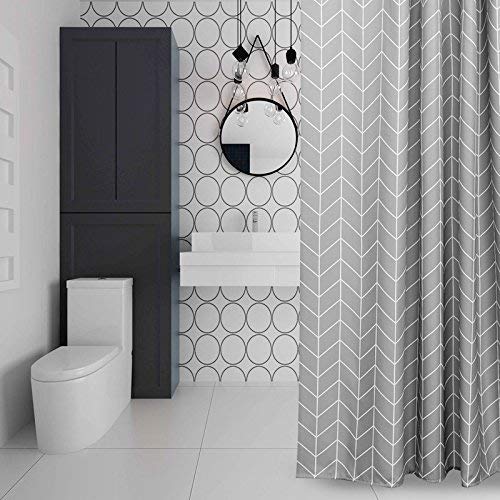 EurCross Extra Wide/Long Grey Shower Curtains 200 X 200cm,Geometric Pattern