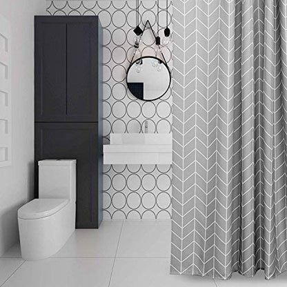 EurCross Extra Wide/Long Grey Shower Curtains 200 X 200cm,Geometric Pattern