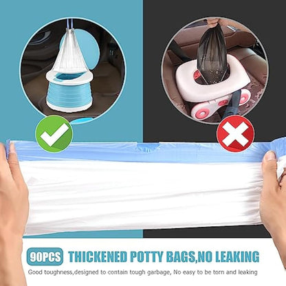 Portable Travel Potty Chair Liners Bags Universal with Drawstring For Toddler Potty Training Toilet Seat Disposable Cleaning Bag For Kids Toddler Adults Pet Outdoors-90 PCS(45 * 50CM)