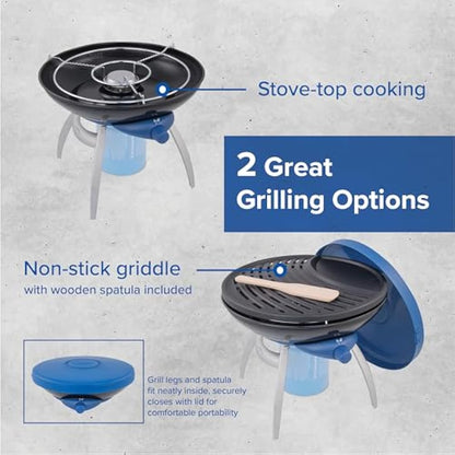 Campingaz Party Grill, Camping Stove and Grill, All-in-One Portable Camping BBQ, with Griddle, Grid and Pan Support, Black