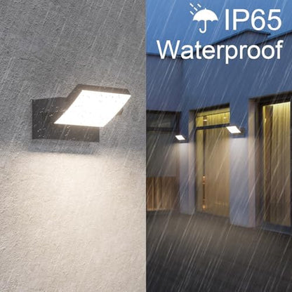 Klighten 24W LED Wall Light Outdoor Indoor Waterproof IP65, Adjustable Aluminum Wall Lamp, Modern Outside Light Mains Powered for Entrance Garden Terrace, 1500LM, Anthracite, Natural White 4000K