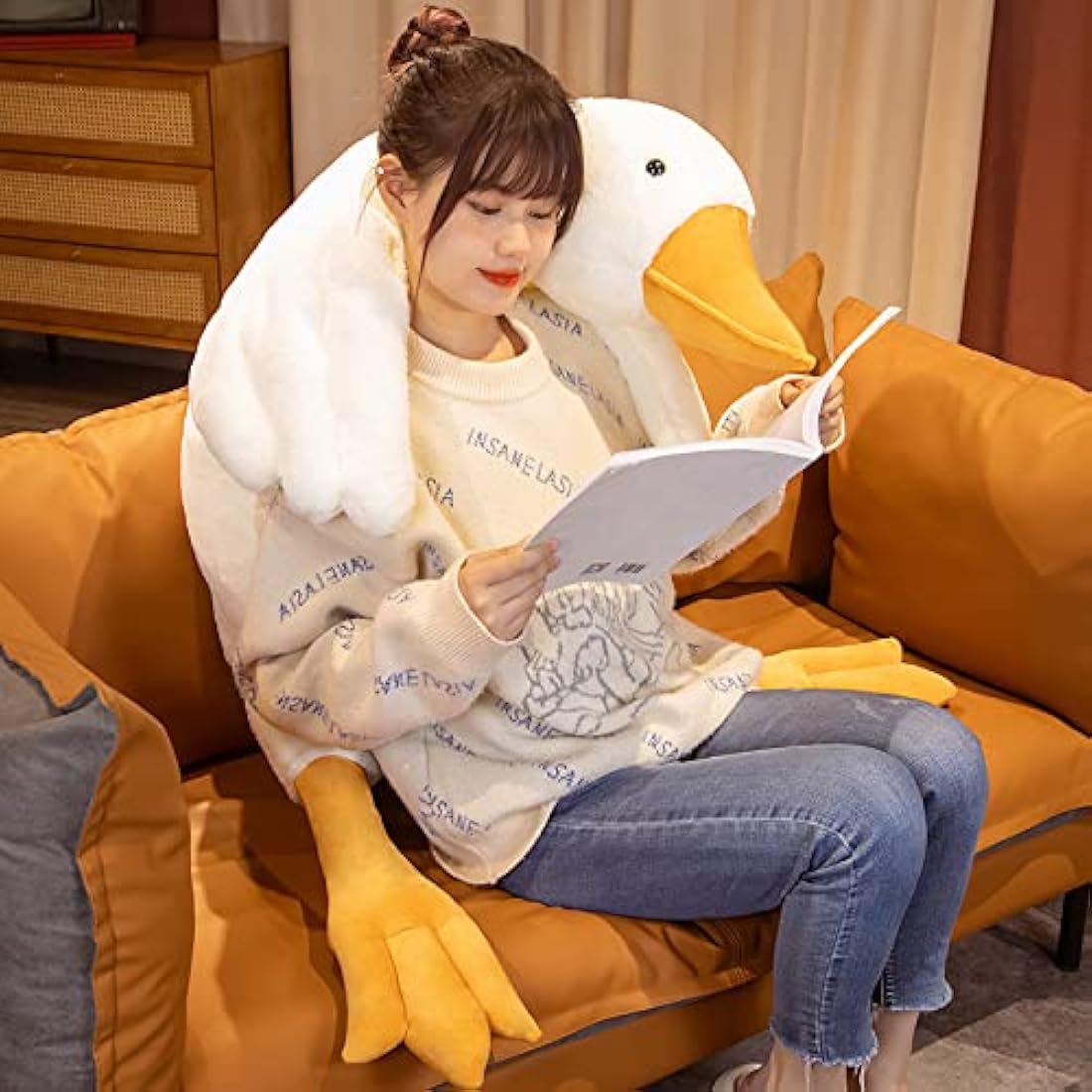 50-160CM Huge Goose Plush Toys Big Duck Doll Soft Stuffed Animal Sleeping Pillow Cushion for Kids and Girls