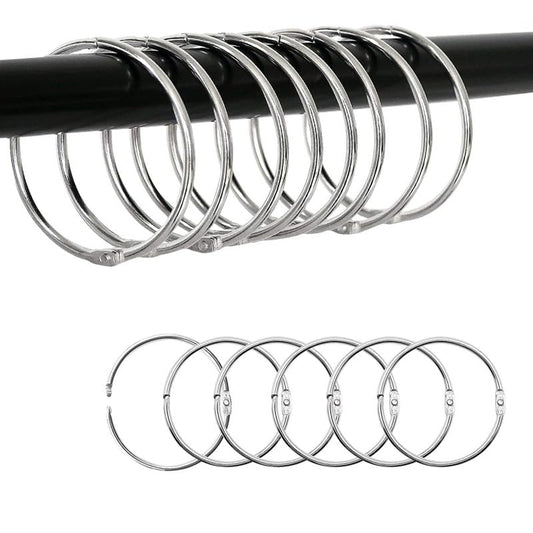 INF Pack of 30 Opening Curtain Rings / Shower Curtain Rings, 60 mm Inner Diameter, Iron with Anti-rust Coating, Silver