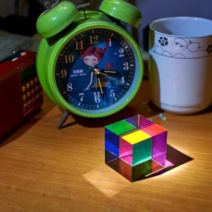 ECBANLI CMY Colour Cube, CMYcube 1.6 inch (40mm) RGB Dispersion Crystal Optical Acrylic Prism for Physics Teaching Photography Desktop Decor