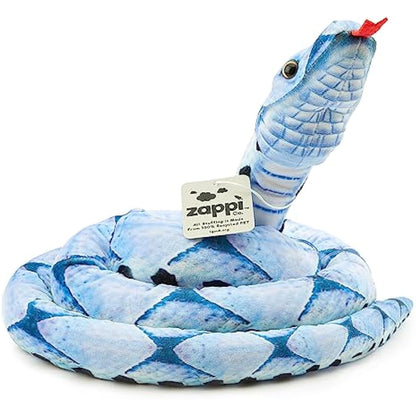 Zappi Co Kids Stuffed Realistic Lifelike Plush Snake Toy - Part of Safari Animals Collection, Perfect for Kids (180 cm Length)(Blue Beauty Snake)