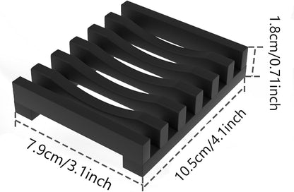Topsky 2 Pack Silicone Soap Dish with Self-emptying Drainage Black