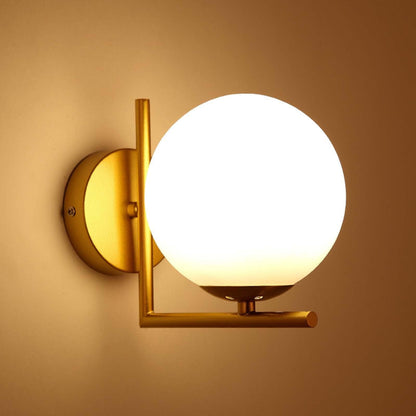KRUIHAN Modern Gold Wall Lights,Indoor Wall Lighting Fixtures with Glass Shade,LED Wall Sconces Wall Mounted Lamp for Bedroom Bedside Hallway Living