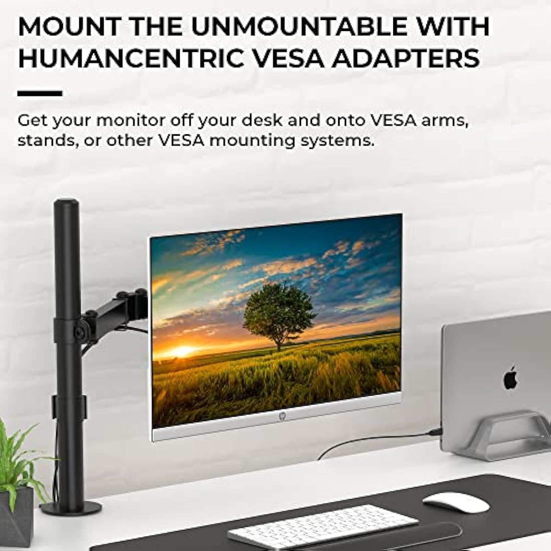 HumanCentric VESA Mount Adapter for HP Monitors 22er, 22es, 22f, 23er, 23es, 23f, 24ea, 24ec, 24er, 24es, 24f, 24fw, 25er, 25es, 25f, 27er, 27ea, 27es, 27f, 27fw, 27ec VESA Adapter Bracket (White)