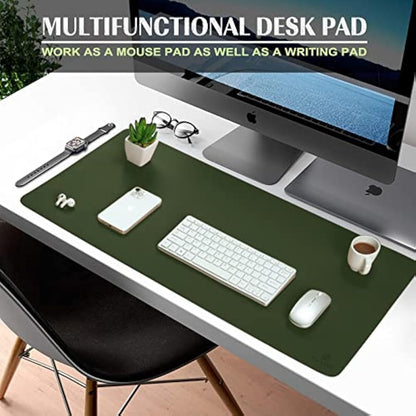 K KNODEL Small Office Leather Desk Mat, Mouse and Keyboard Pad, Computer and Laptop Mat, Desktop Protector and Cover, Writing Pad and Blotter (60x35cm, Dark Green)
