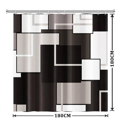 Xiaoterna Geometric Shower Curtain Abstract Black White Grey Bathroom Curtain Modern Simplicity Geometry Patchwork Waterproof Washable Shower Curtain