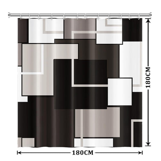 Xiaoterna Geometric Shower Curtain Abstract Black White Grey Bathroom Curtain Modern Simplicity Geometry Patchwork Waterproof Washable Shower Curtain