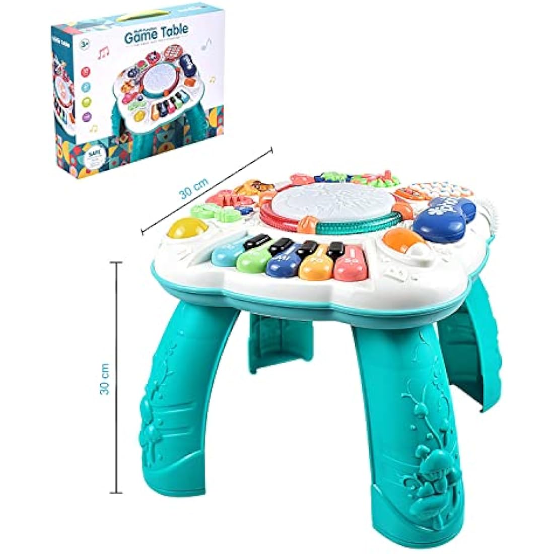 Cemirk Baby Activity Table, Baby Musical Toys 6-12 Months, Activity Center for 1 2 3 Years Old (Size:30 * 30 * 30cm)
