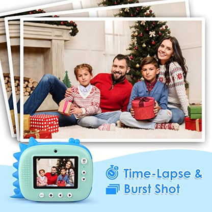 HiMont Kids Camera Instant Print, Digital Camera for Kids with No Ink Print Paper & 32G TF Card, Selfie Video Camera with Color Pens for DIY, Fun Gift for Girls Boys 3-14 Years Old (Blue)