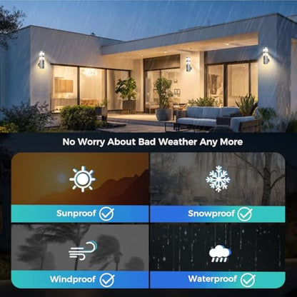 NBHANYUAN Lighting LED Outdoor Wall Light with 4 Modes PIR Sensor,SUS316 Stainless Steel Outside Wall Lamp for Garden,Enterway Wall Lights Fixture Mains Powered 220-240V 9W IP44 1000LM