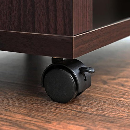 Furinno Petite Under Desk Utility Cart wtih Casters, Wood, Espresso, 39.12 (W) x 35.31 (H) x 28.96 (D) cm