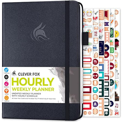 Clever Fox Planner Schedule – Undated Weekly & Monthly Life Planner with Time Slots, Appointment Book & Daily Organizer, A5 (Grey)