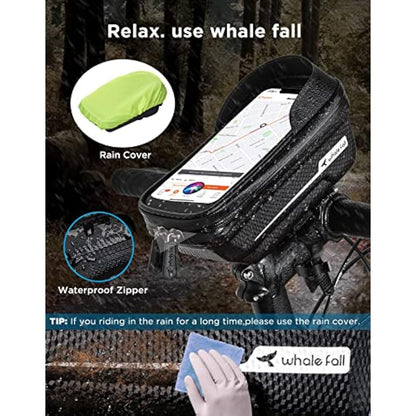 whale fall Newest Hard Casing Bike Bag, Gifts for Men, Waterproof Bike Phone Holder, Lightweight and Pressure-Resistant Bike Accessories with 0.25mm Sensitive Touchscreen for Phones up to 6.9''