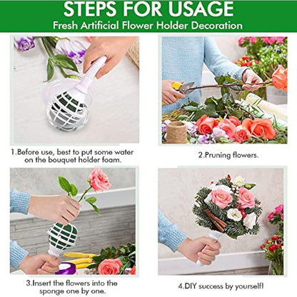 Retoteng 6 Pack Bouquet Holder, DIY Wedding Foam Bouquet Handle Bridal Floral Fresh Artificial Flower Holder Decoration