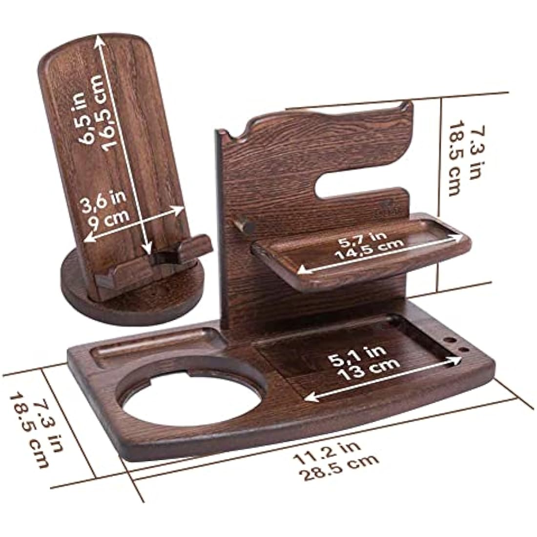 Gifts for Men Bedside Organiser Wood Phone Docking Station Dad Birthday Gifts for Him Nightstand Key Wallet Watch Stand Mens Gifts for Xmas Presents for Dad Husband Boyfriend Anniversary & Christmas